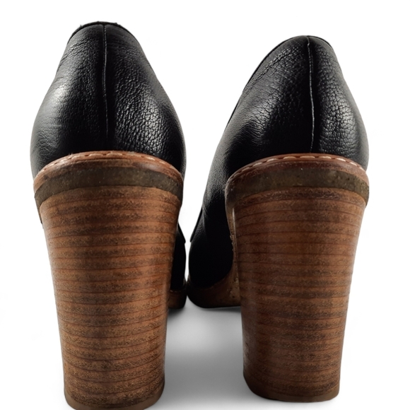 CHLOE Crepe Sole Welted Black Pumps Perforated Rubber Platform Chunky Heel 10 - Picture 9 of 12